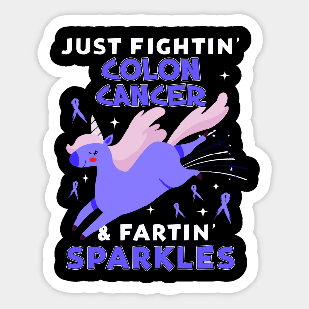 colon cancer funny unicorn farting sparkles Sticker by TeesCircle